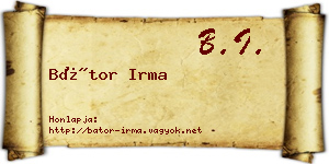 Bátor Irma névjegykártya