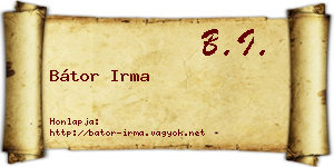 Bátor Irma névjegykártya