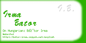 irma bator business card